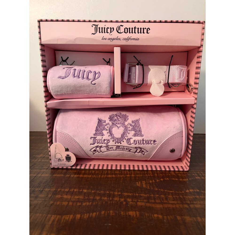 Juicy Couture LE Her Majesty Barrel Shoulder Bag with Crossbody Strap Set New
